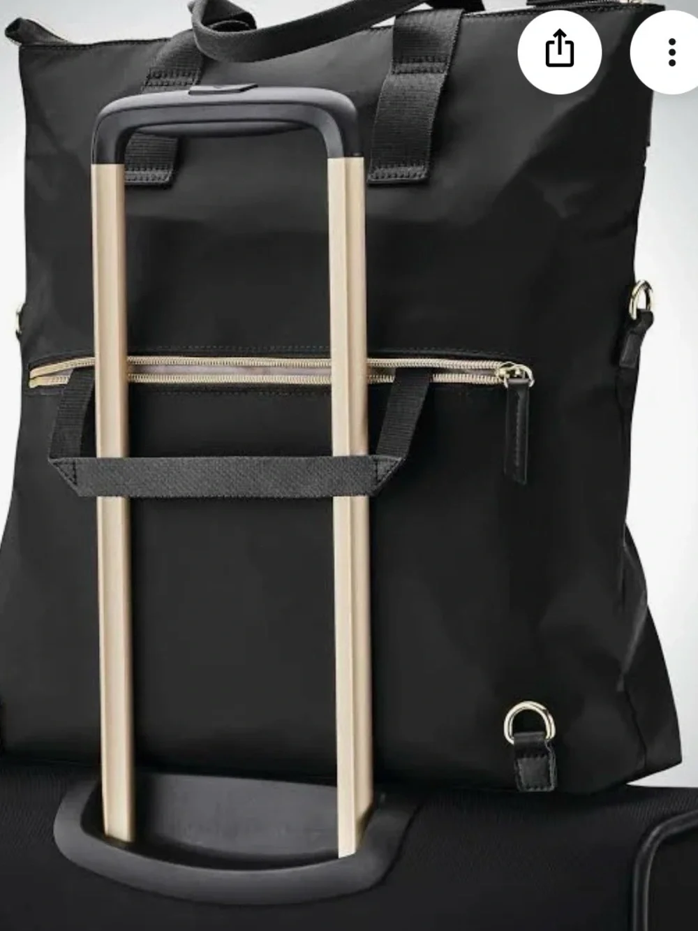 Samsonite Black Convertible Backpack Tote with Gold Accents